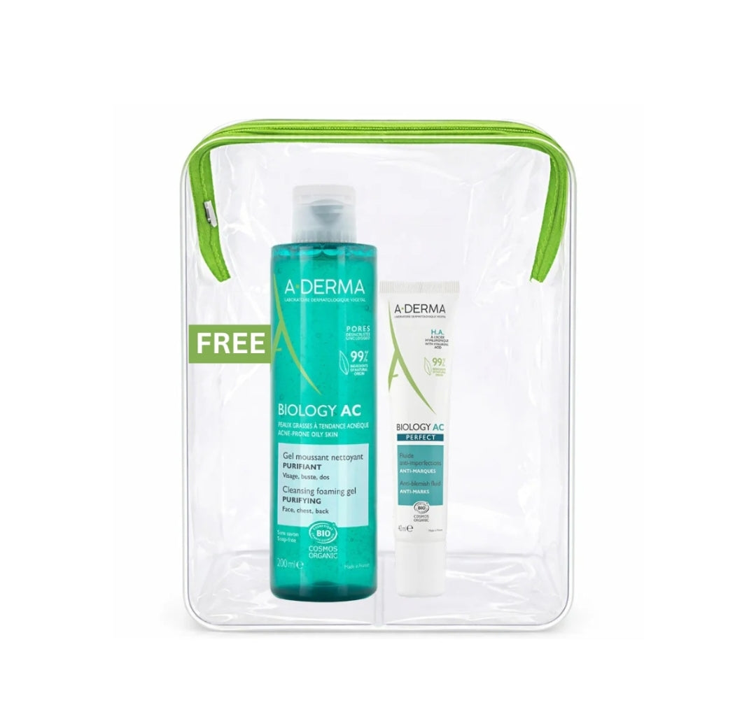 ADERMA Biology AC Perfect Anti-Blemish Fluid BOGO free Cleansing Foaming Gel